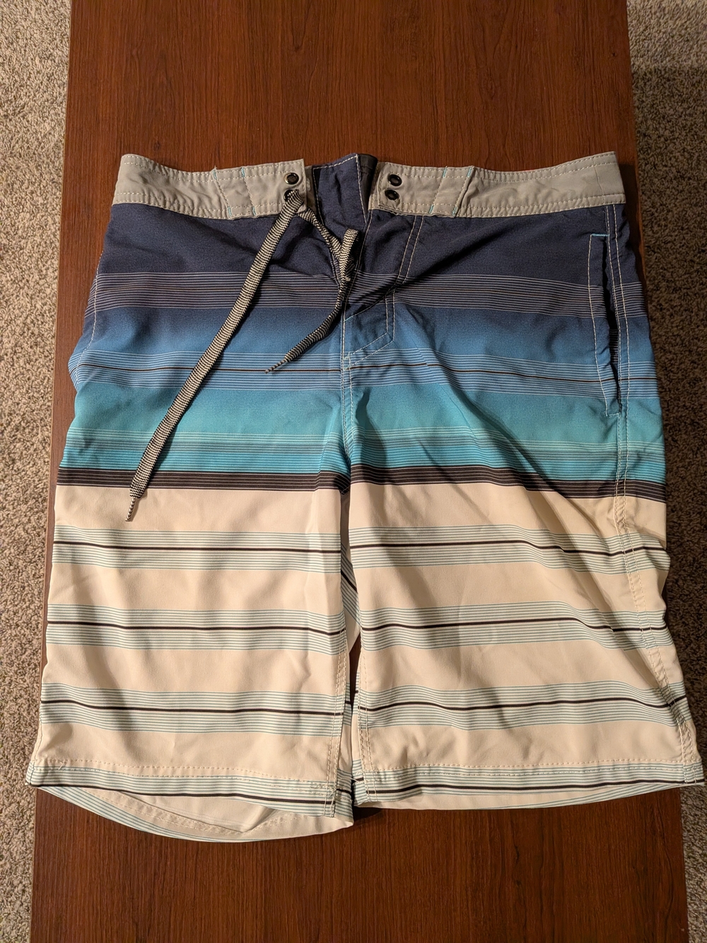 Mossimo Supply Co. Blue Ombre & Cream Striped Swim Shorts